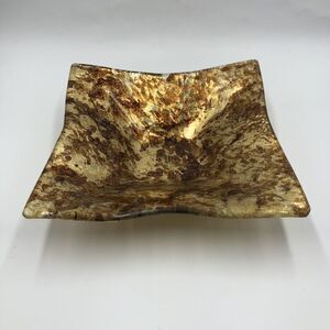 Vetri Di Nennella Italian Art Fused Glass Gold Copper Hand made Square Dish